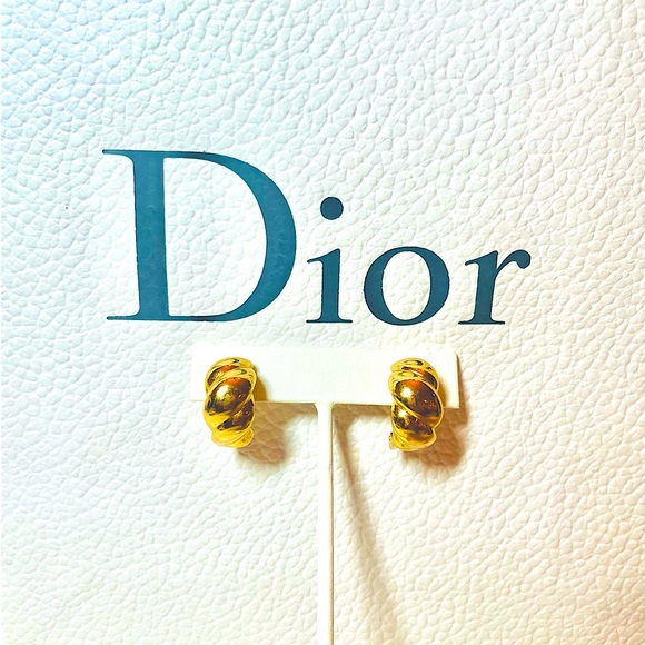 VTG DIOR Classic Gold Croissant/Shrimp Earrings - Picture 4 of 7